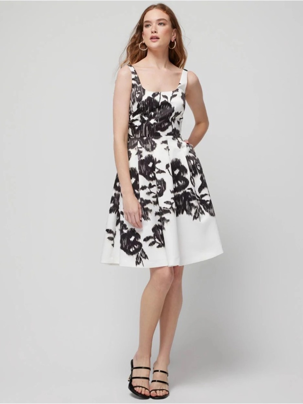 NWT White House Black Market Satin Floral Fit & Flare Dress 4